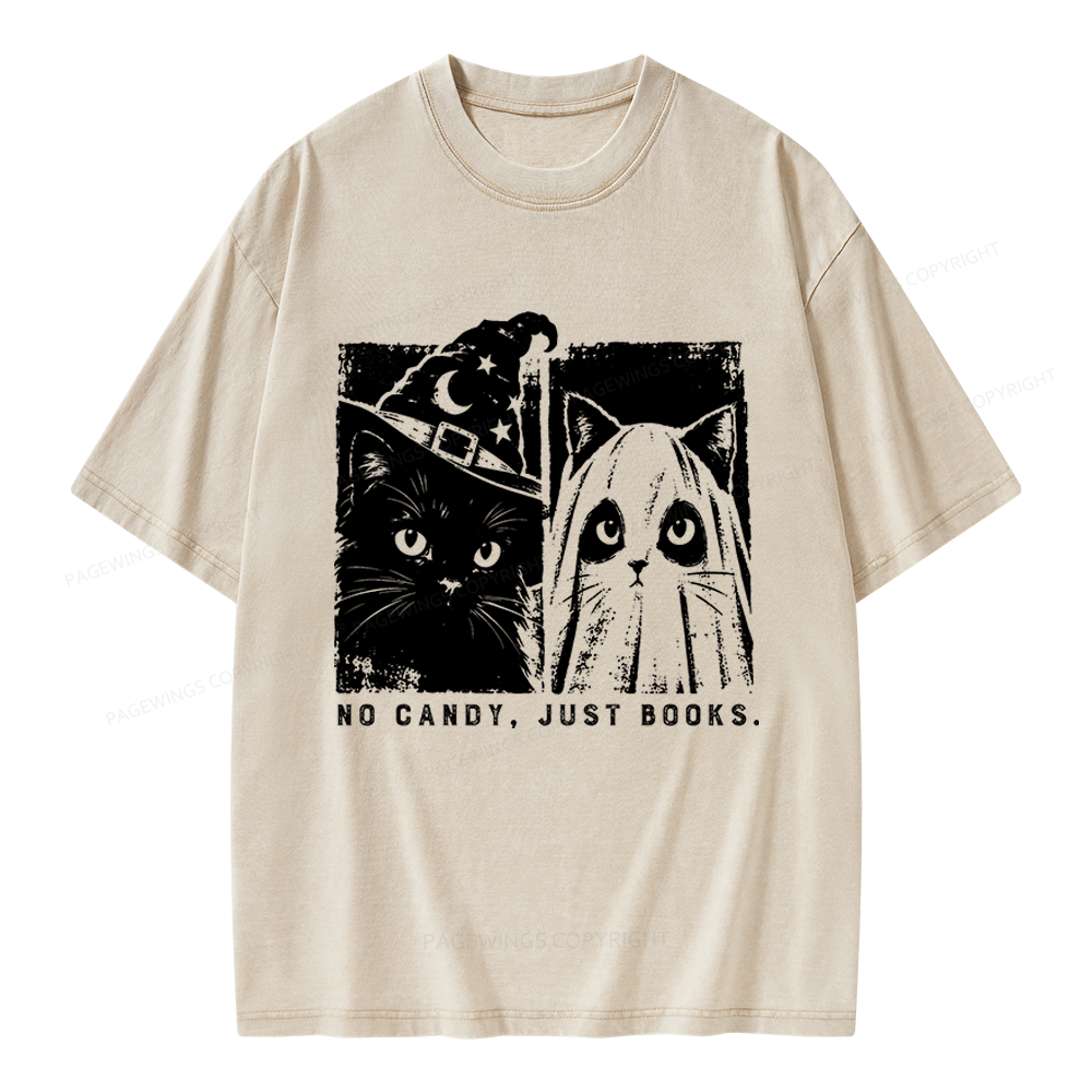 Pagewings No Candy Just Books Unisex Washed T-shirt