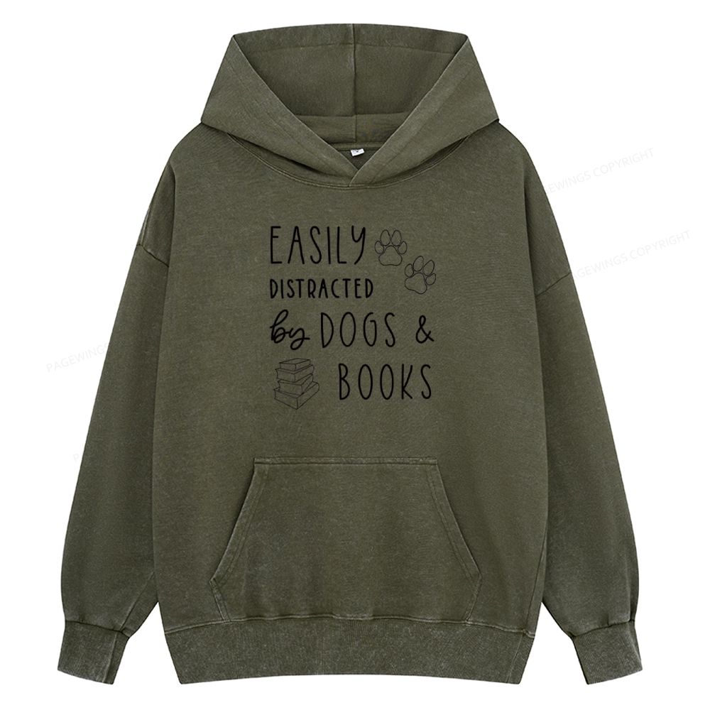Pagewings Dogs And Books Unisex Washed Hoodie