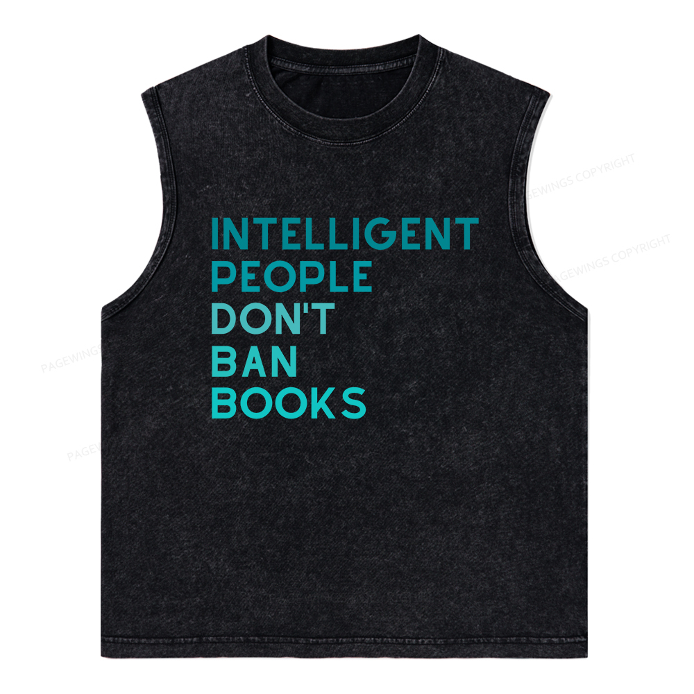 Pagewings Intelligent People Don't Ban Books Unisex Washed Tank Top