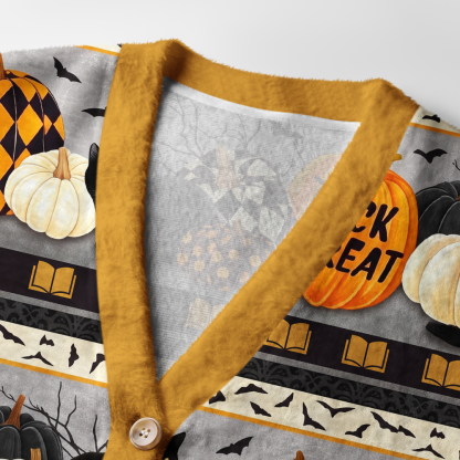 Pagewings Pumpkin cat Light Knit Unisex Cardigan Sweaters