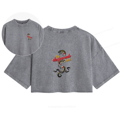 Pagewings The Desperado Club Women's Washed Cropped T-shirt