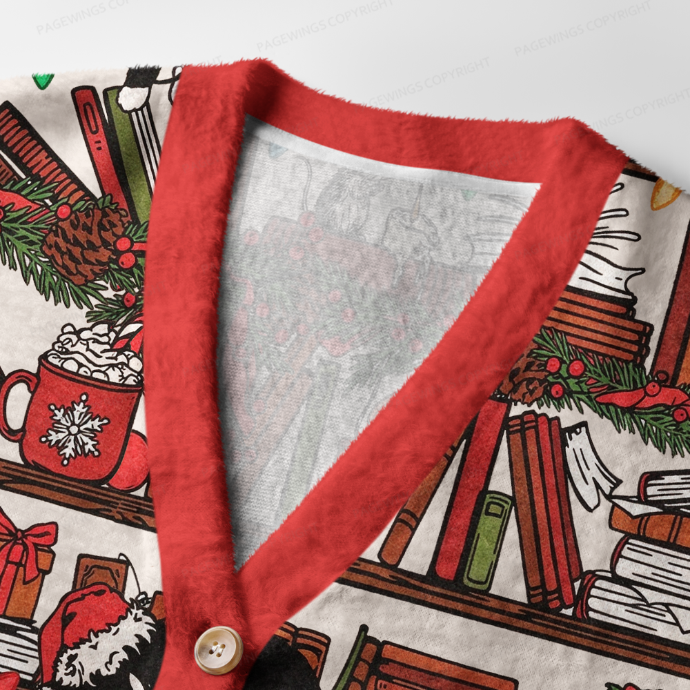 Pagewings Christmas Bookish Light Knit Unisex Cardigan Sweaters