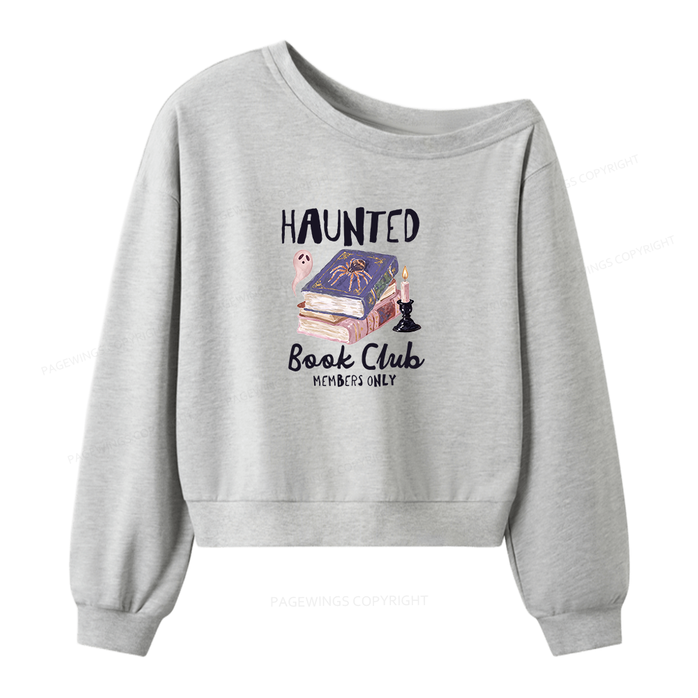 Pagewings Haunted Book Women Off Shoulder Sweatshirt