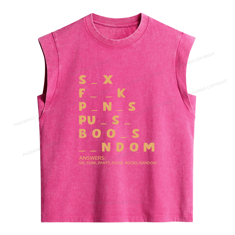 Pagewing Funny Humor Word Puzzle Women's Washed Tank Top