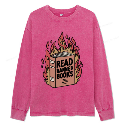 Pagewings Read Banned Books Unisex Washed Long Sleeve T-shirt