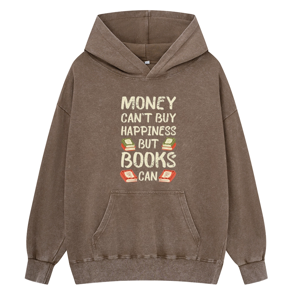 Pagewings Money Can't Buy Happiness But Books Can Unisex Washed Hoodie