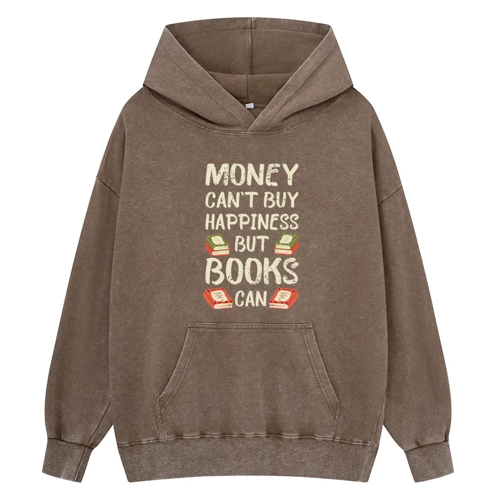 Pagewings Money Can't Buy Happiness But Books Can Unisex Washed Hoodie