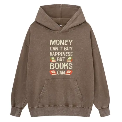 Pagewings Money Can't Buy Happiness But Books Can Unisex Washed Hoodie