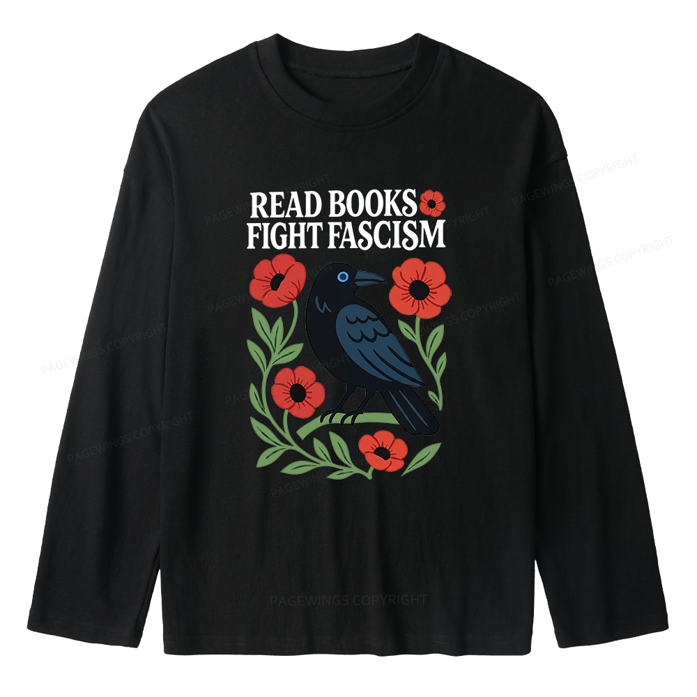 Pagewings Read Books Fight Fascism Unisex Lightweight Long Sleeve T-Shirt