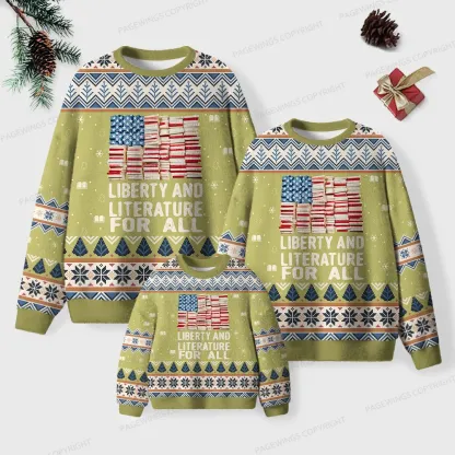 Pagewings Liberty And Literature For All Unisex Ugly Knit Sweatshirt