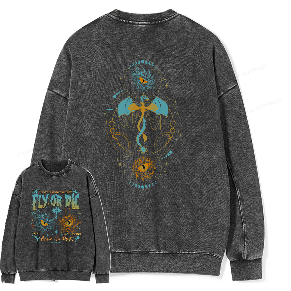 Pagewings Fly Or Die Unisex Washed Sweatshirt