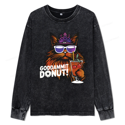 Pagewings Goddammit Donut Unisex Washed Long Sleeve T-shirt