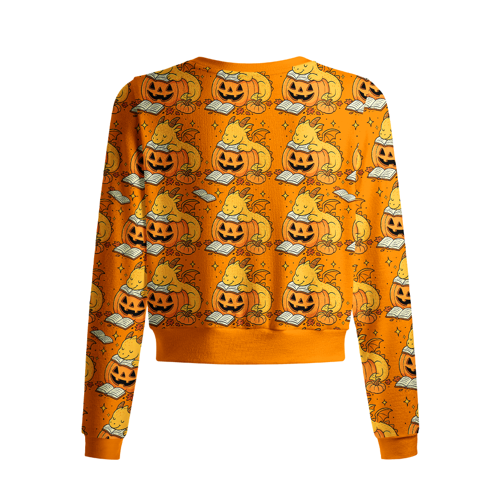 Pagewings Halloween Bookish Crew Neck Cardigan Sweaters