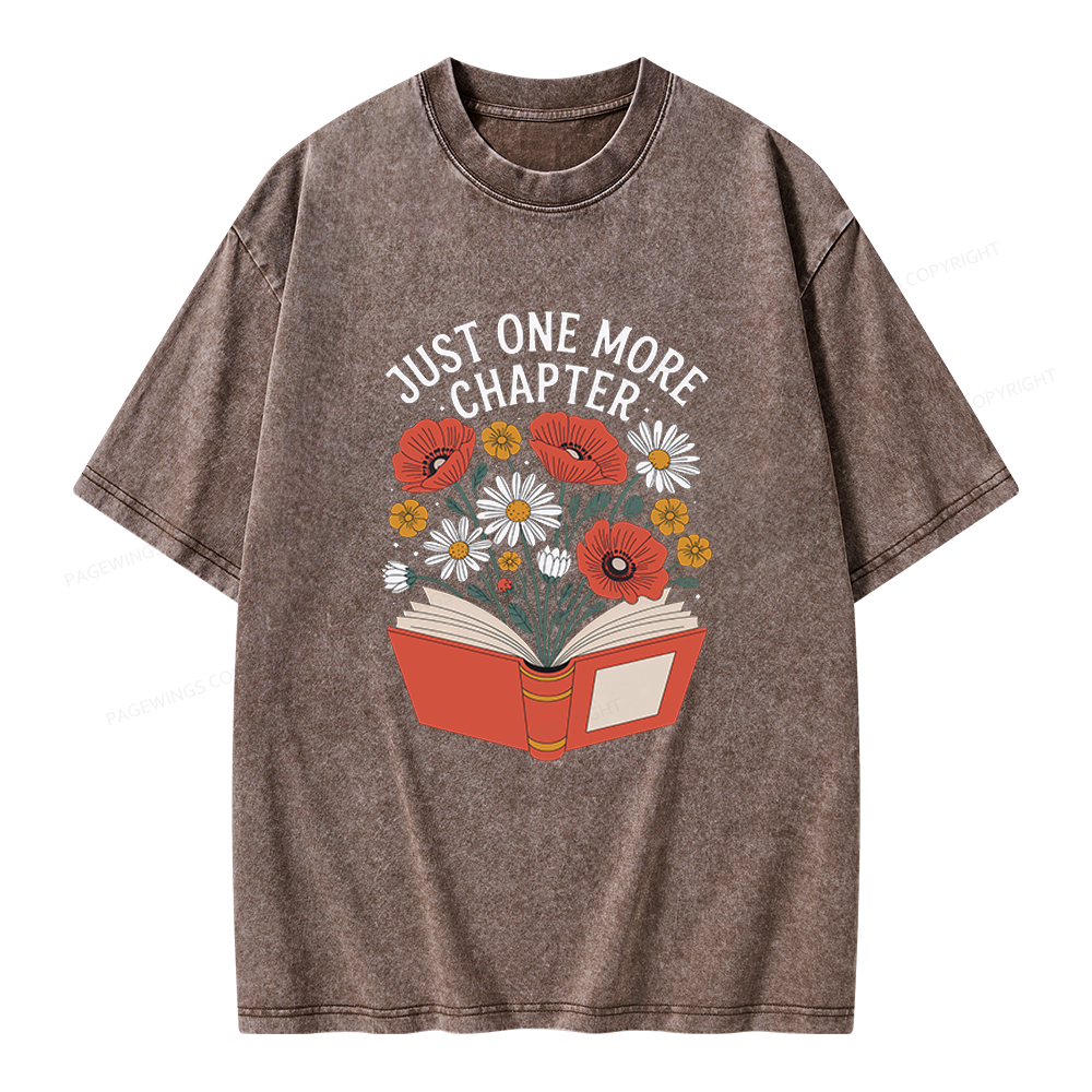 Pagewings Just One More Chapter Floral Book Unisex Washed T-shirt