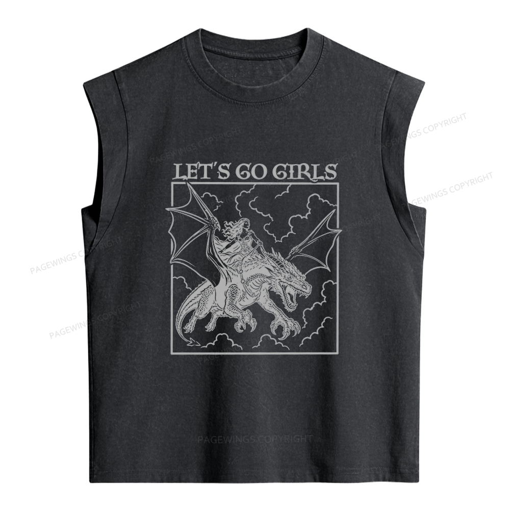 Pagewing Retro Dragon Rider Women's Washed Tank Top