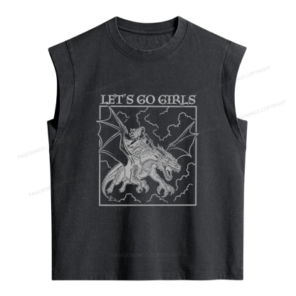 Pagewing Retro Dragon Rider Women's Washed Tank Top
