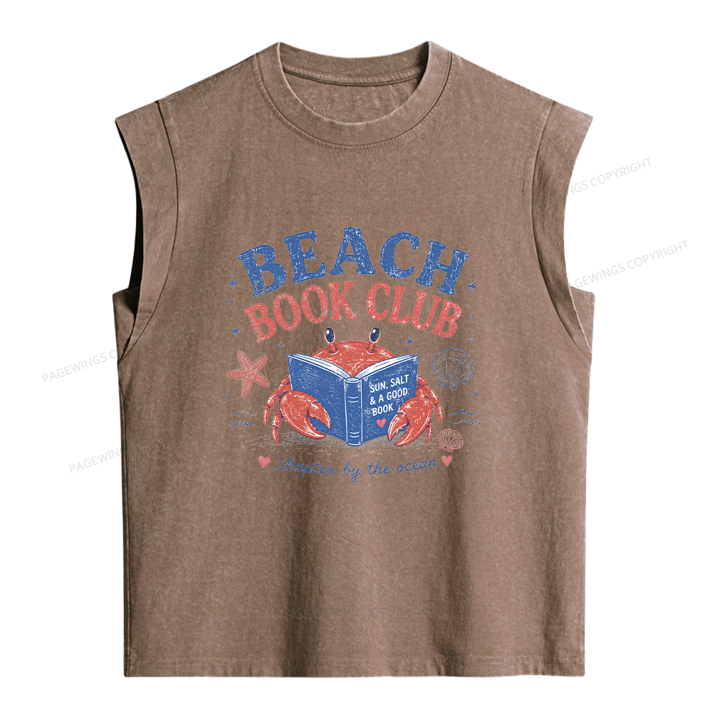 Pagewings Beach Book Club Women's Washed Tank Top