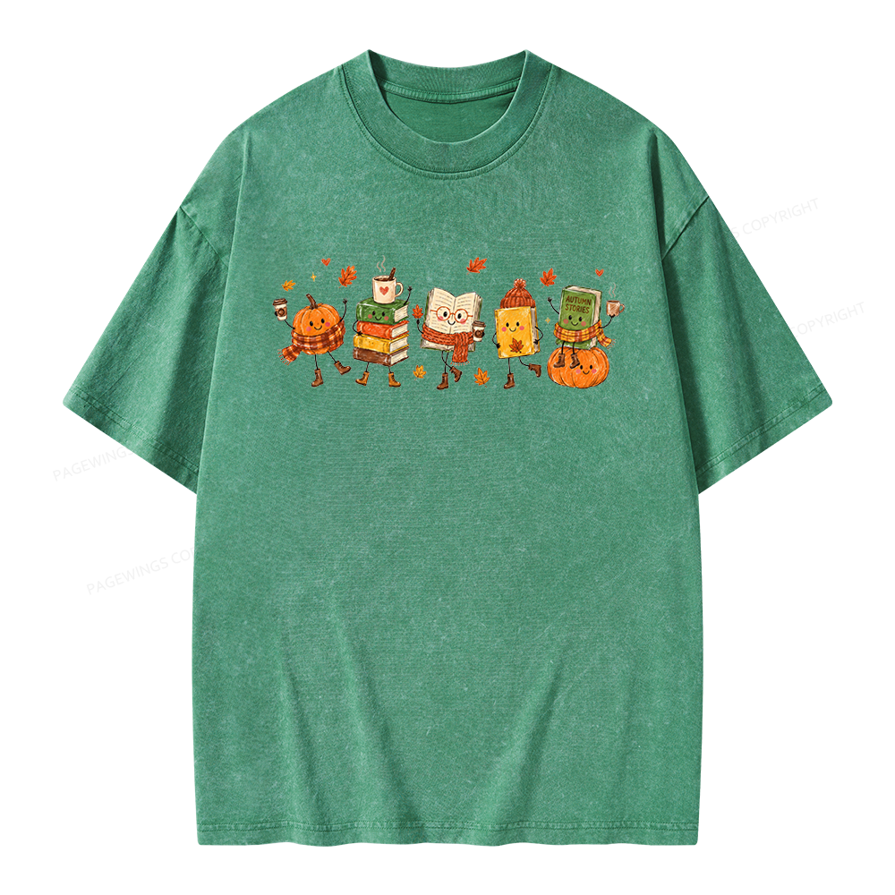 Pagewings All Booked For Fall Unisex Washed T-shirt