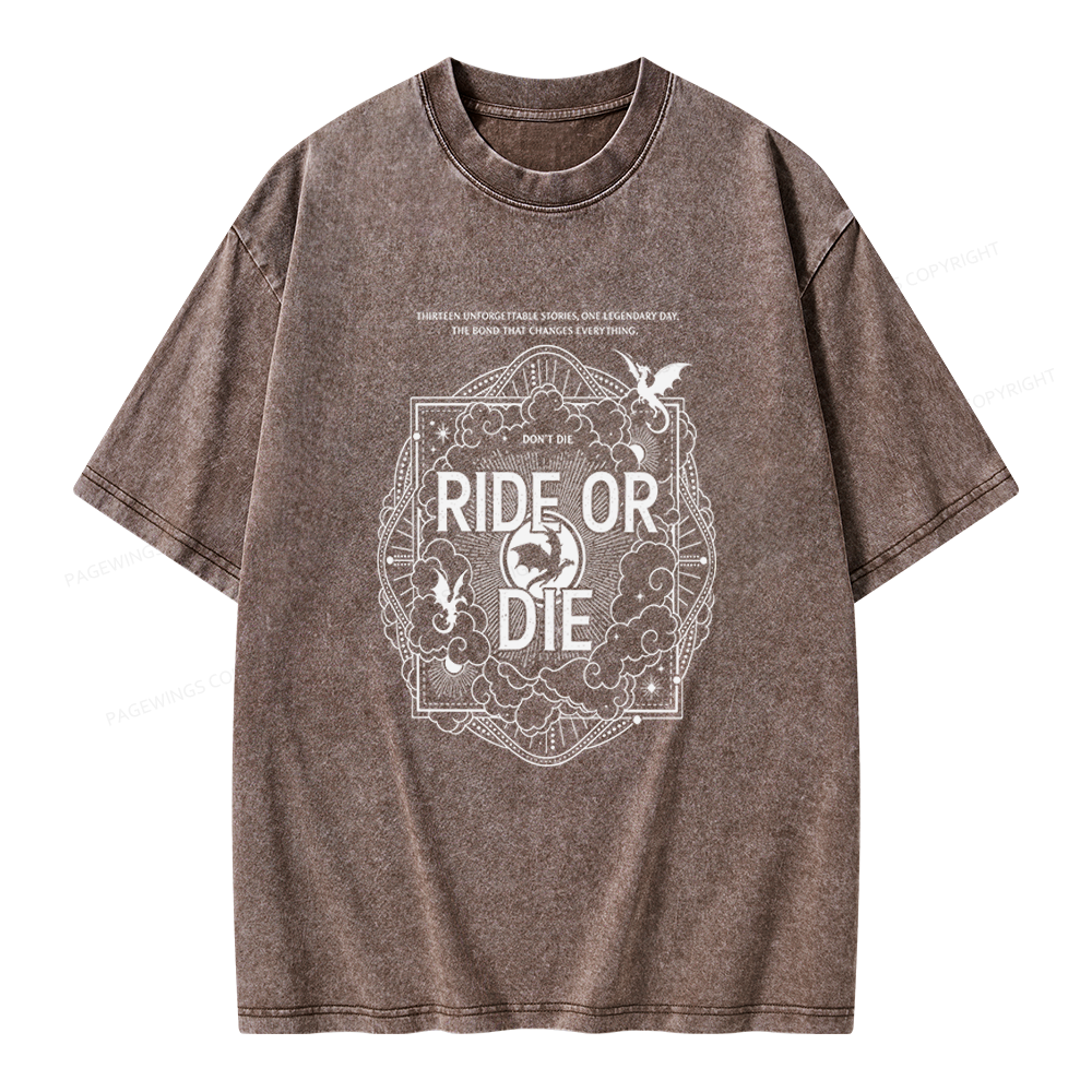 Pagewings Ride or Die Unisex Washed T-shirt