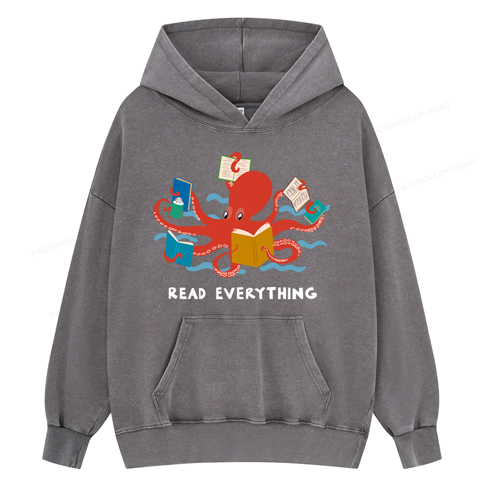 Pagewings Read Everything Unisex Washed Hoodie