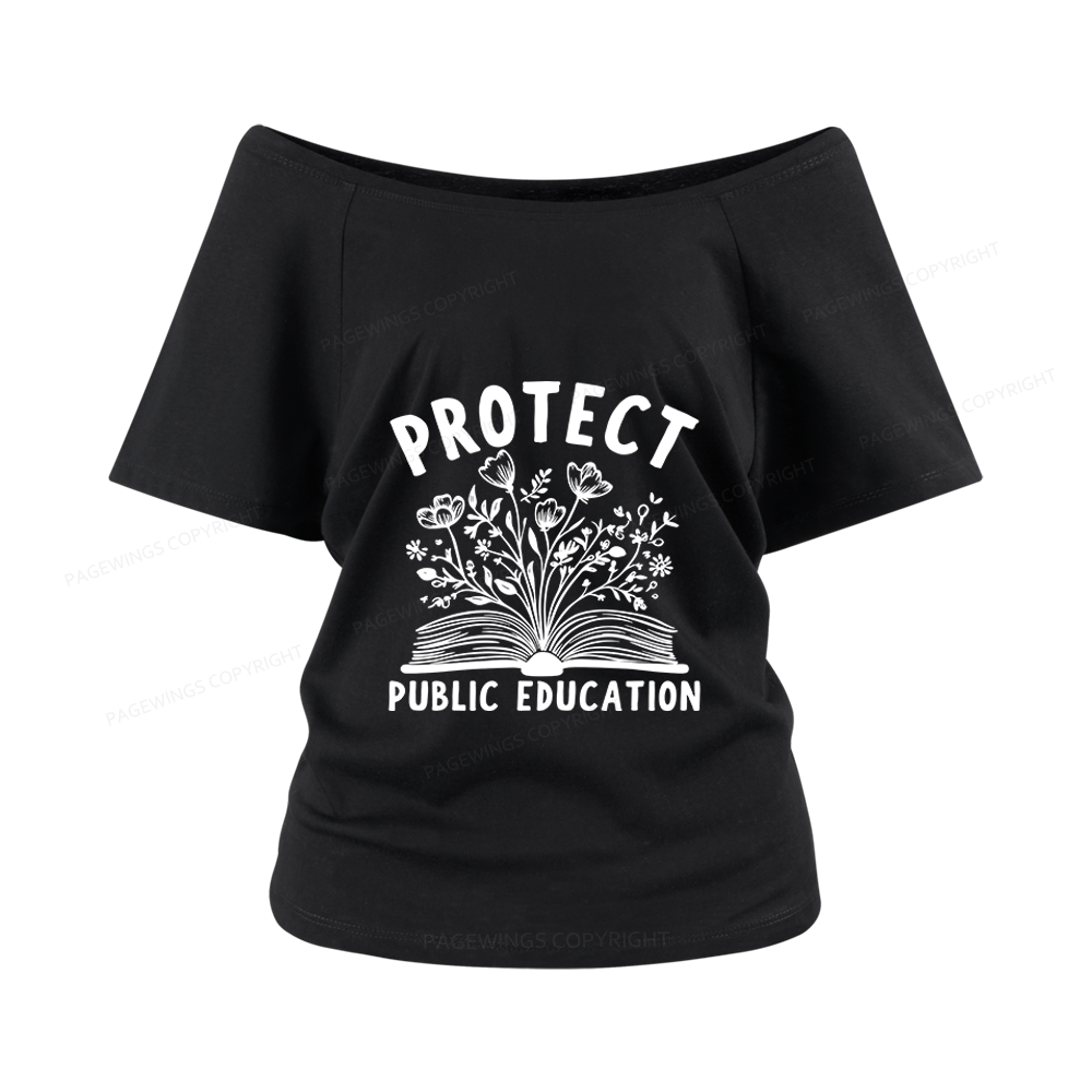 Pagewings Protect Public Education Women Off Shoulder T-shirts