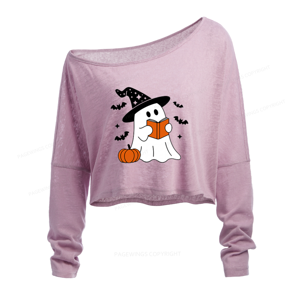 Pagewings All Booked for Fall Slouchy Long Sleeve Off Shoulder T-shirt