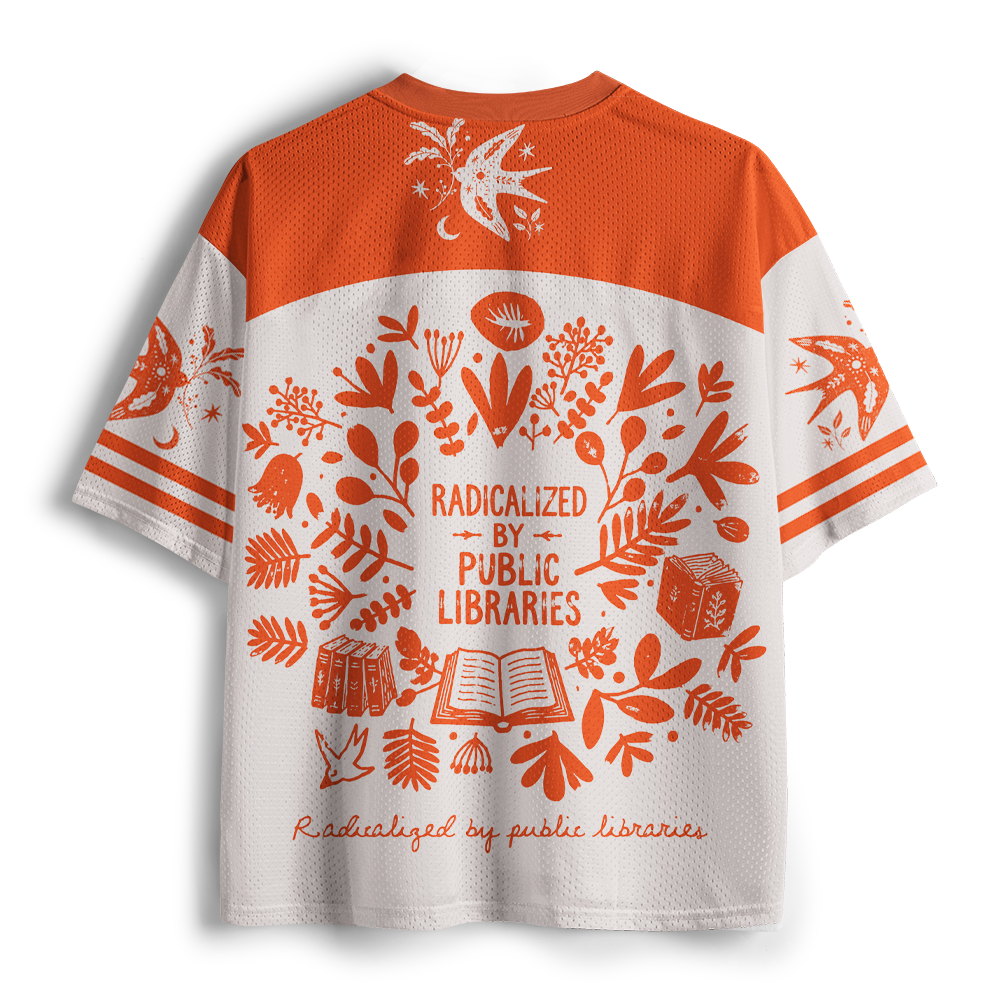 Pagewings Radicalized By Public Libraries Unisex Mesh Jersey