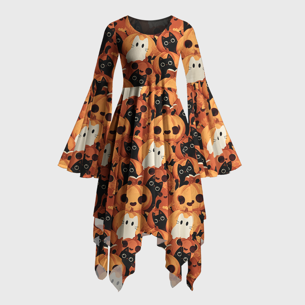 Pagewings Ghosts Love Reading Bell Sleeve Dress