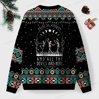 Pagewings Hell Is Empty And All The Devils Are Here Unisex Ugly Knit Sweatshirt