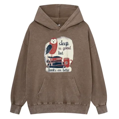 Pagewings Sleep is Good But Book is Better Unisex Washed Hoodie
