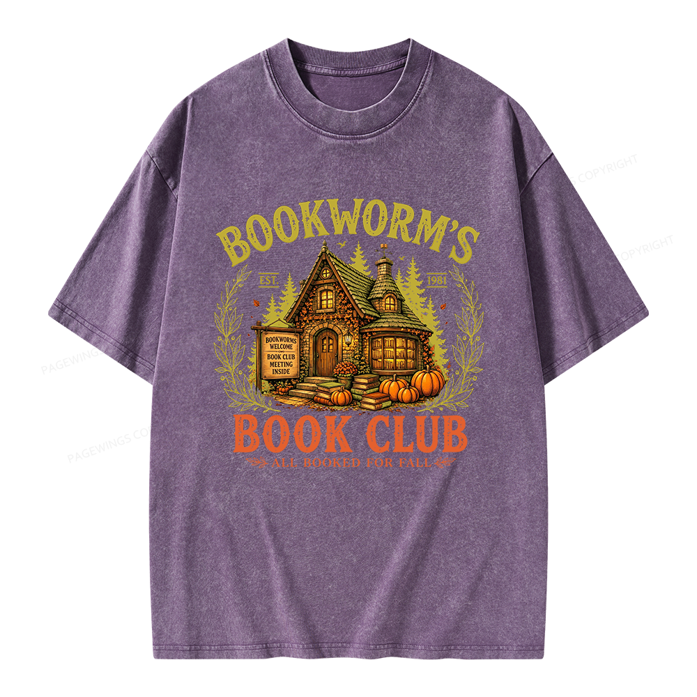 Pagewings Bookworm's Book Club Unisex Washed T-shirt