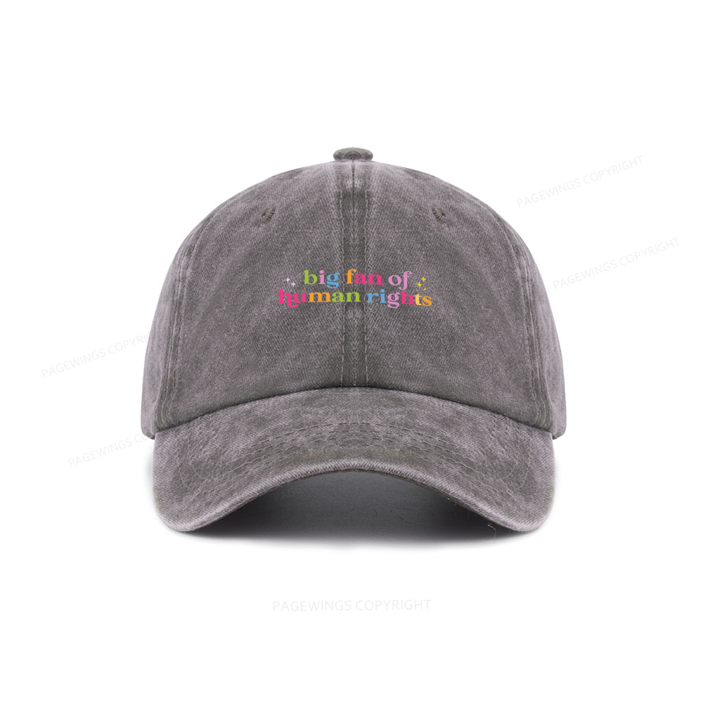 Pagewings Big Fan Of Human Rights Washed Cap