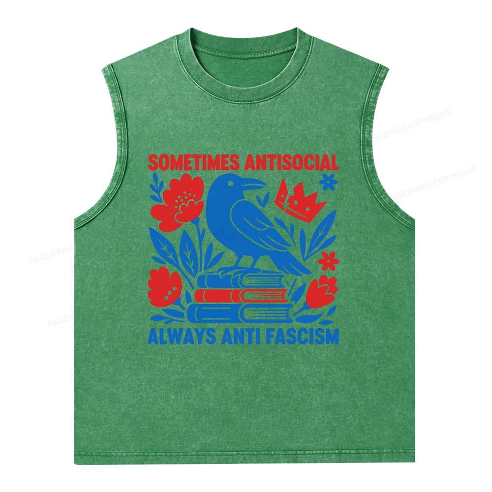 Pagewings Anti Fascism Unisex Washed Tank Top
