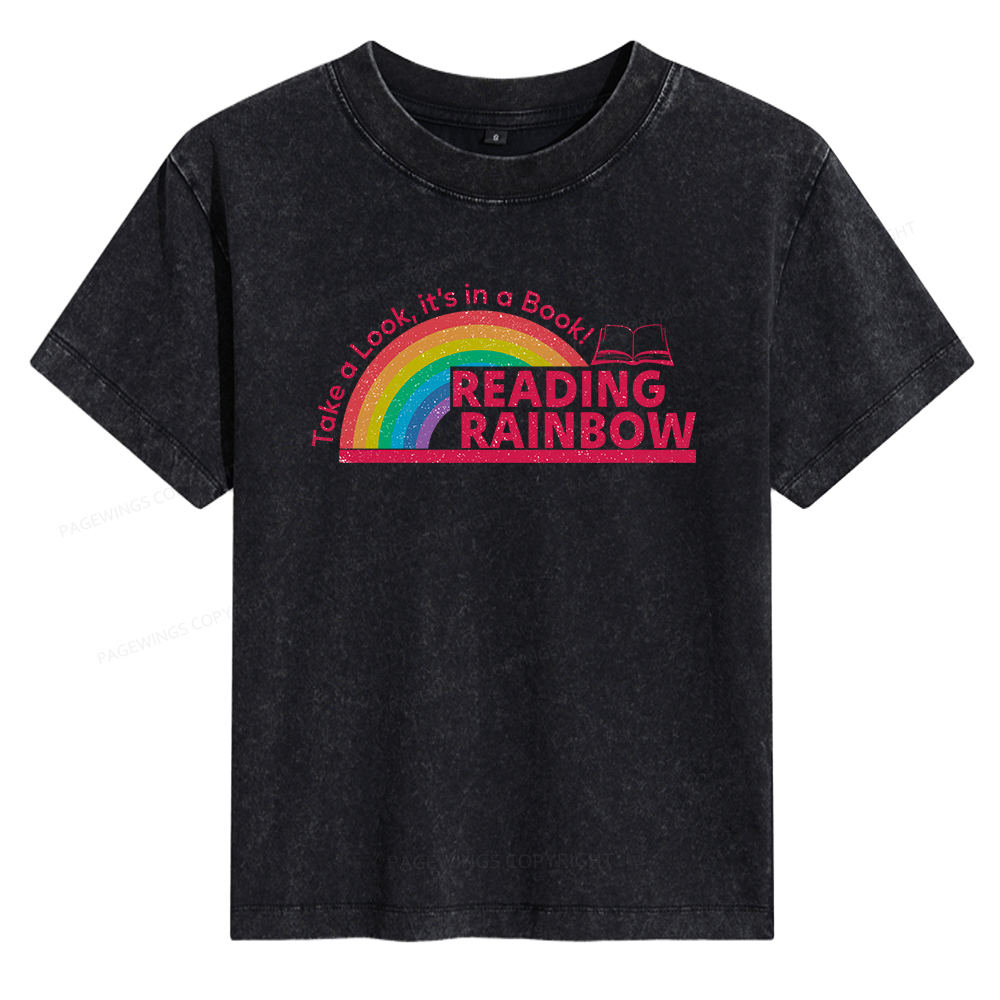 Pagewings Reading With Rainbow Women's Washed T-shirt