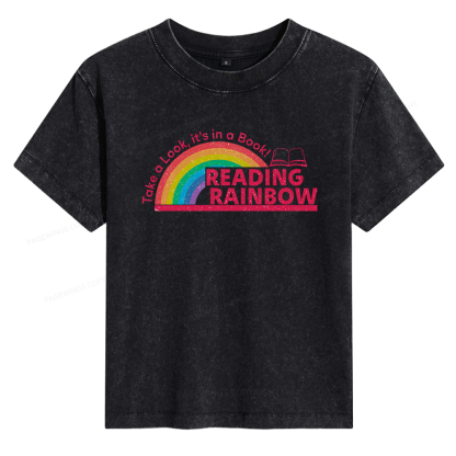 Pagewings Reading With Rainbow Women's Washed T-shirt