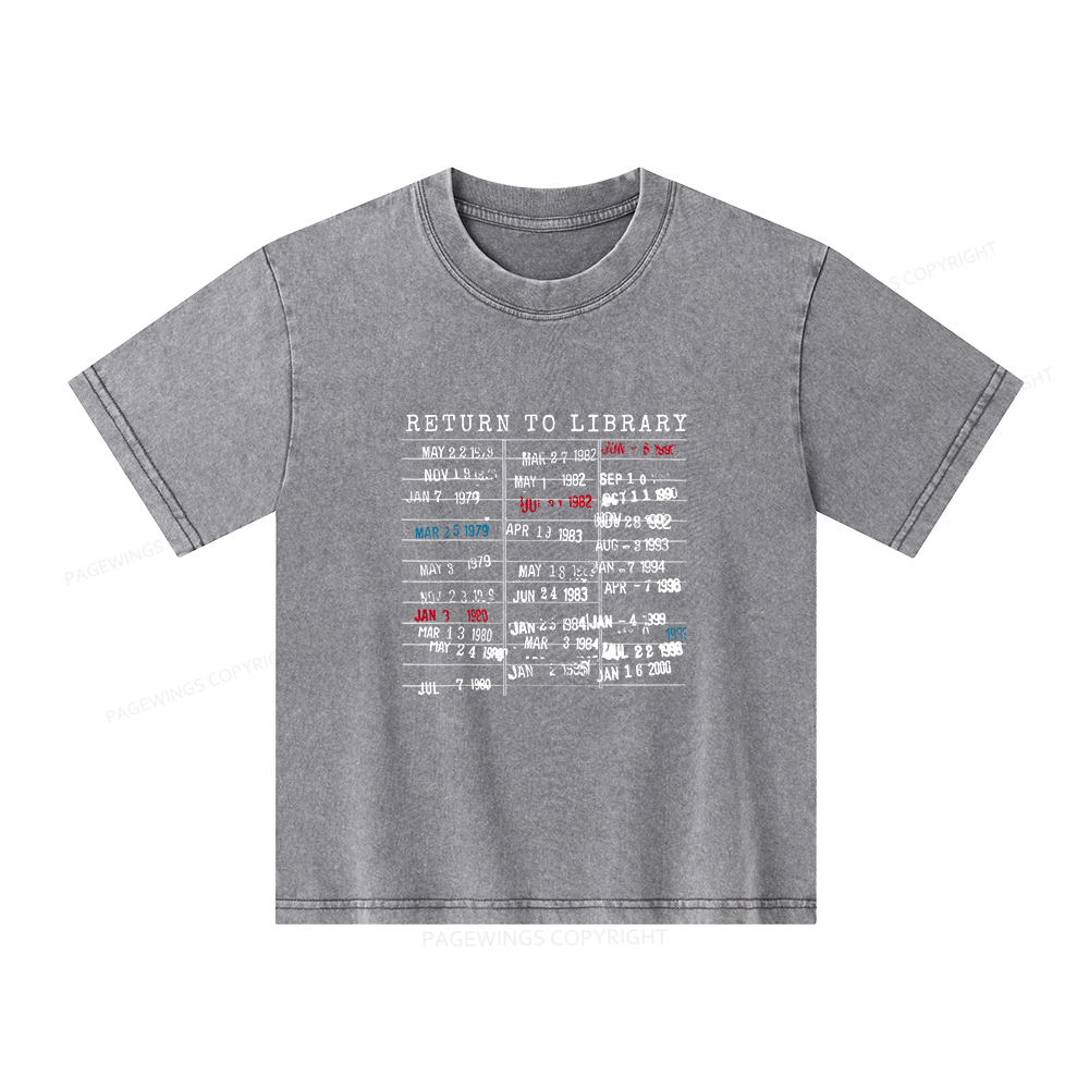 Pagewings Return To Library Unisex Kids Washed T-shirt