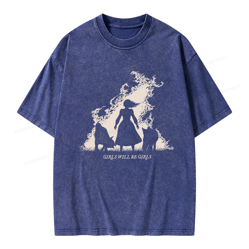 Pagewings Girls Will be Girls Unisex Washed T-shirt