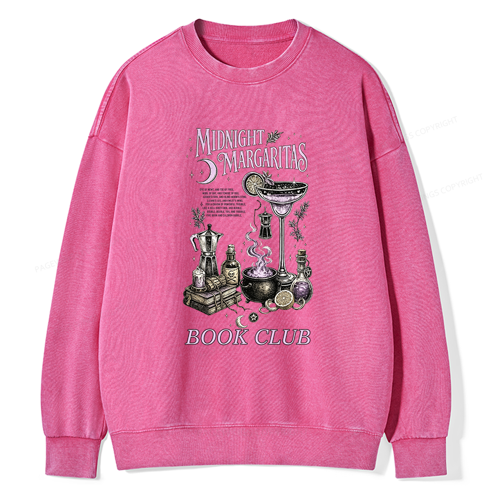 Pagewings Midnight Margaritas Book Club Unisex Washed Sweatshirt