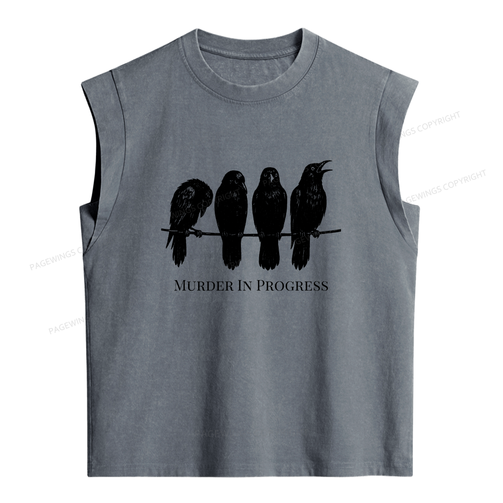 Pagewings Murder In Progress Women's Washed Tank Top