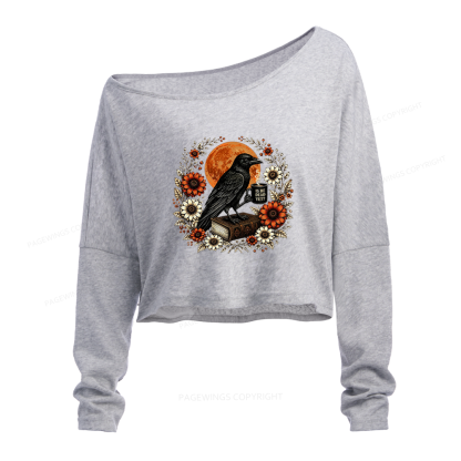 Pagewings Is He Dead Yet Slouchy Long Sleeve Off Shoulder T-shirt
