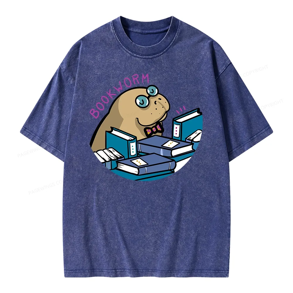 Pagewing Books Worm Unisex Washed T-shirt