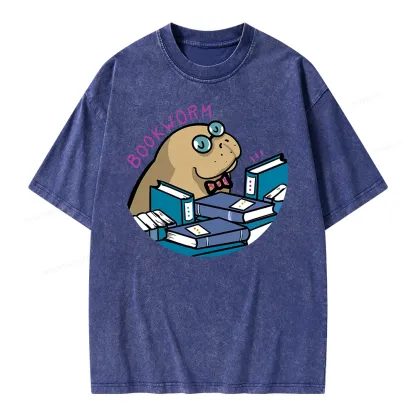 Pagewing Books Worm Unisex Washed T-shirt