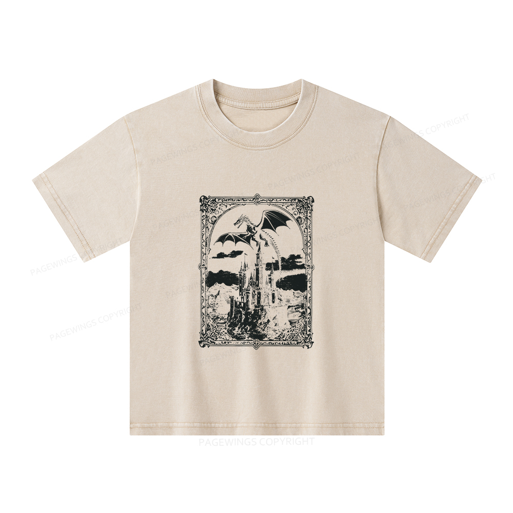Pagewings Vintage Dragon Unisex Kids Washed T-shirt