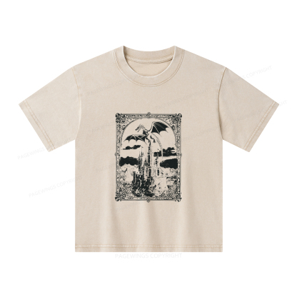 Pagewings Vintage Dragon Unisex Kids Washed T-shirt