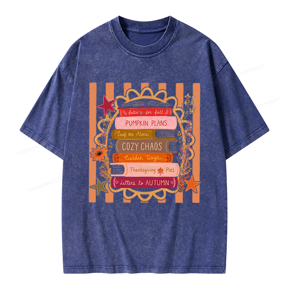 Pagewings All Booked For Fall Unisex Washed T-shirt