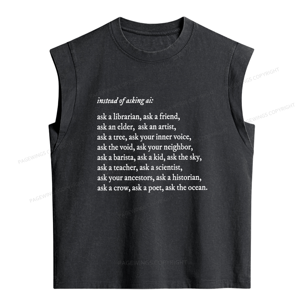 Pagewings Ask A Librarian Women's Washed Tank Top