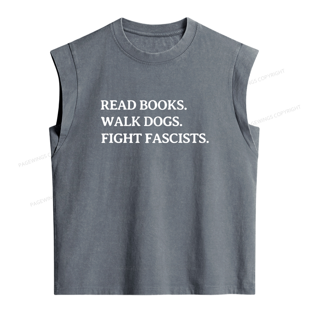 Pagewings Read Books Walk Dogs And Fight Women's Washed Tank Top