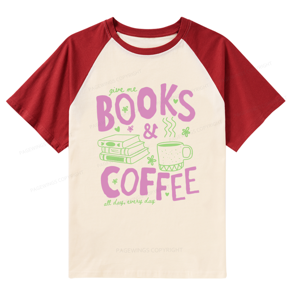 Pagewings Books and Coffee Raglan T-shirt