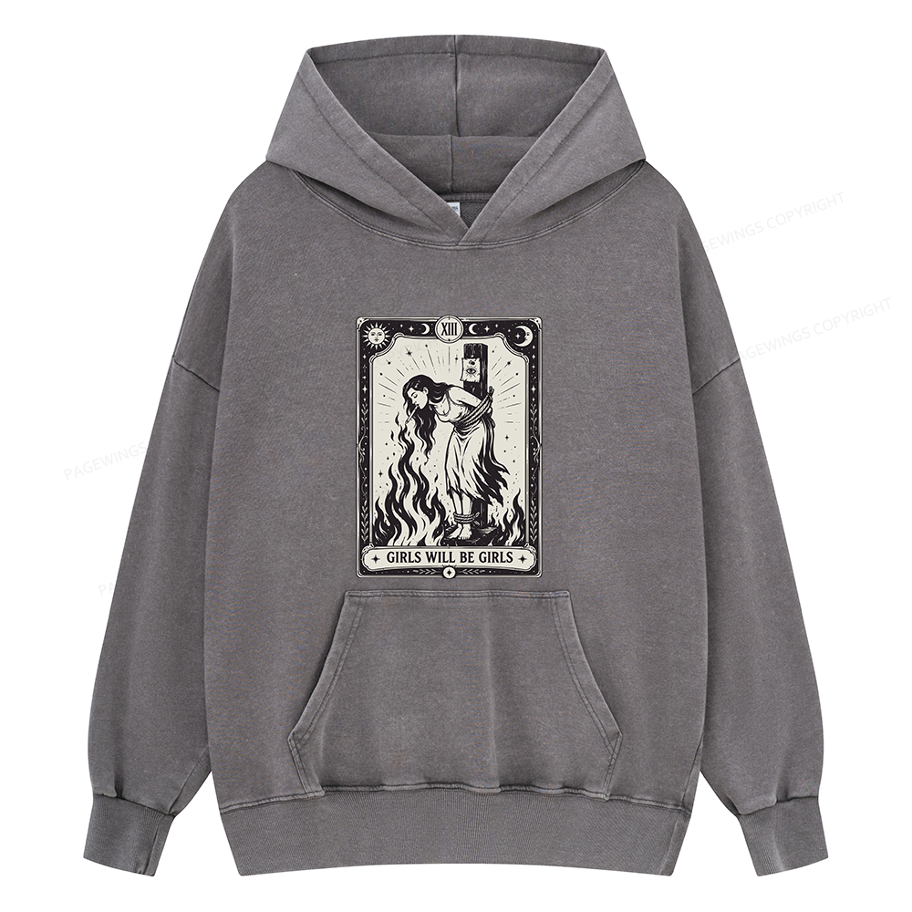 Pagewings Girls Will Be Girls Unisex Washed Hoodie