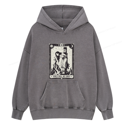 Pagewings Girls Will Be Girls Unisex Washed Hoodie